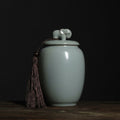 Celadon Glaze Ceramic Lidded Jar