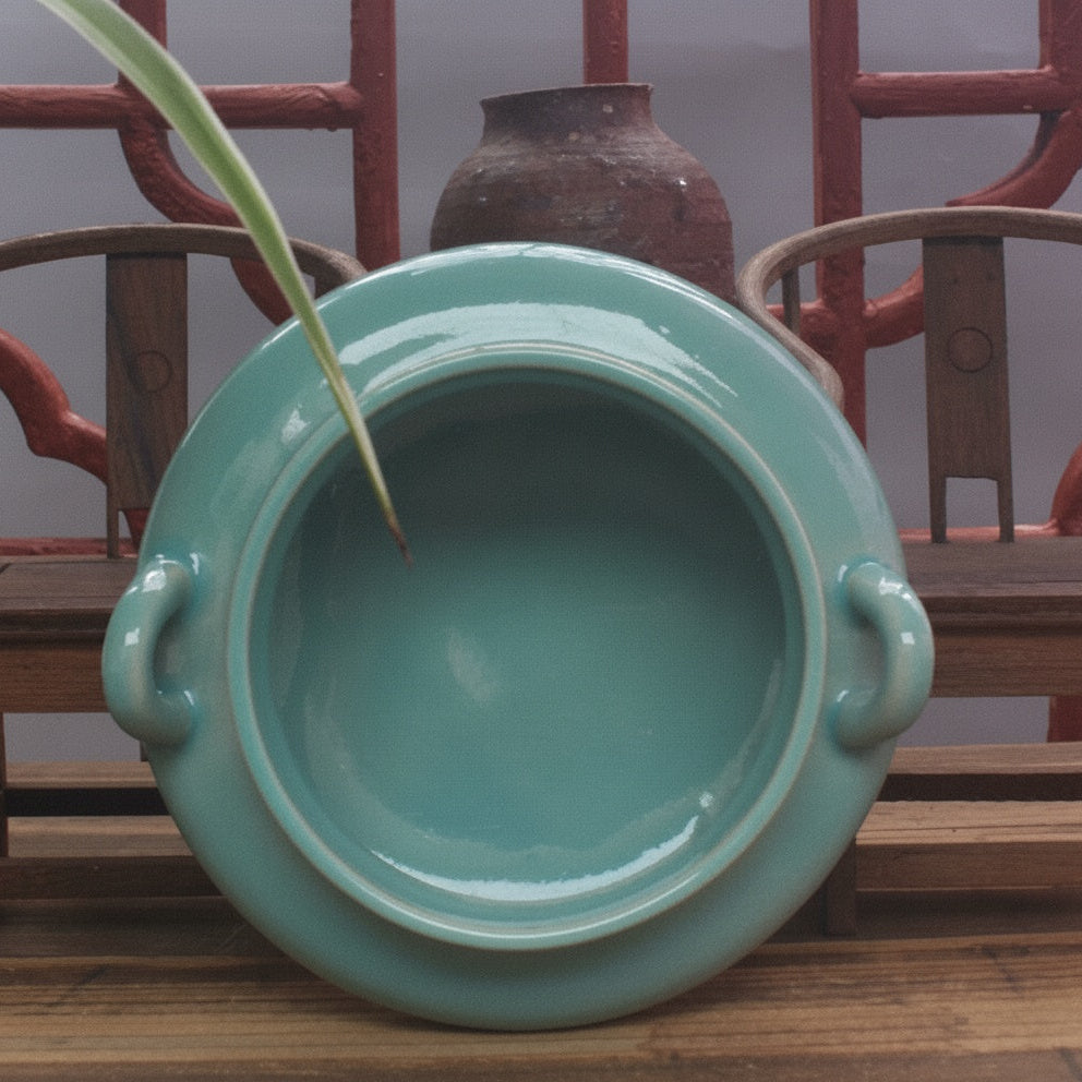 Celadon Glazed Ceramic Tripod Decorative Bowl