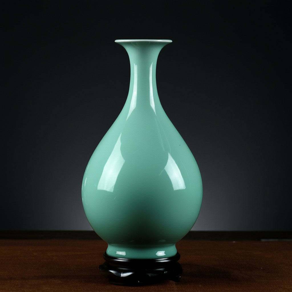 Celadon Glazed Porcelain Pear Vase