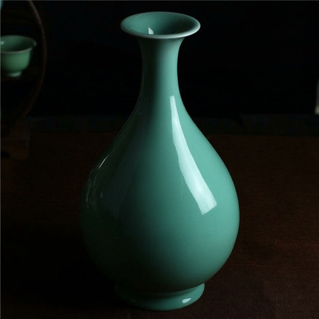 Celadon Glazed Porcelain Pear Vase