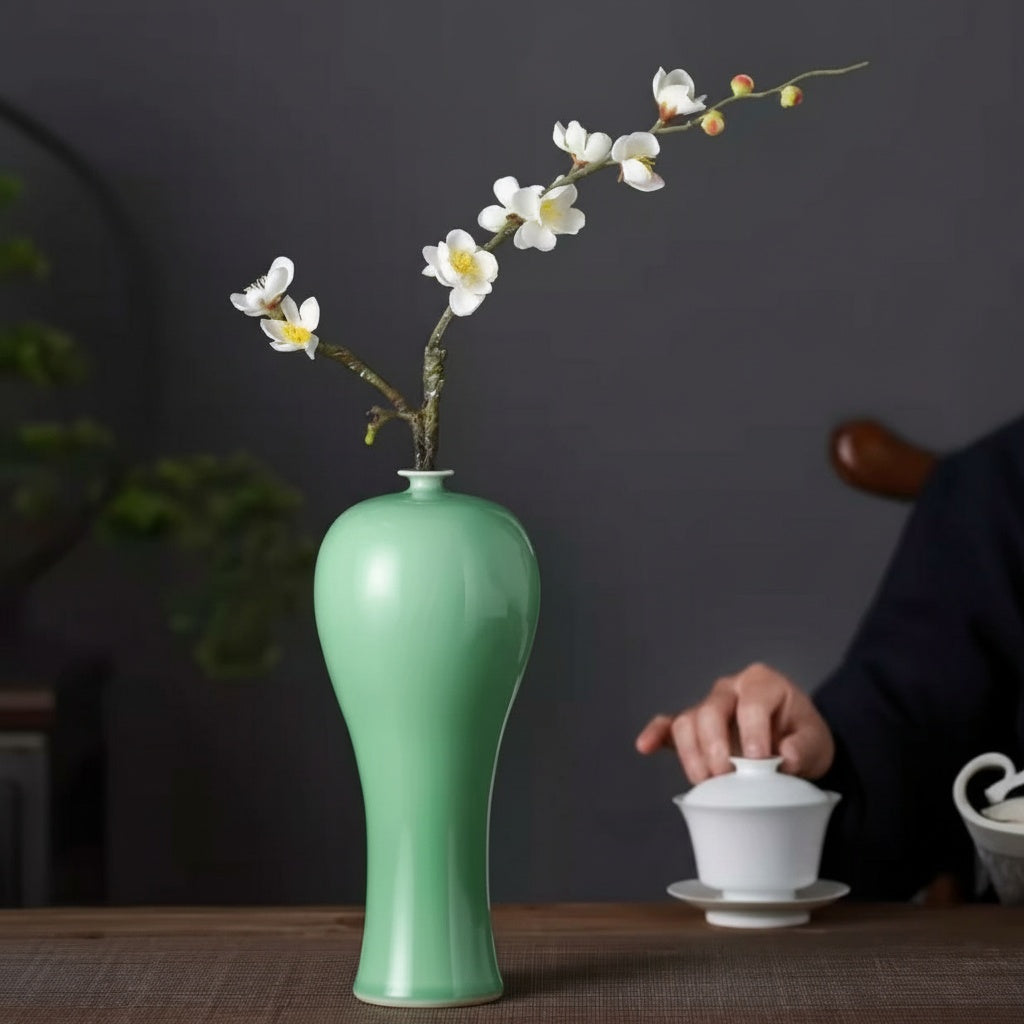 Celadon Porcelain Curved Vase