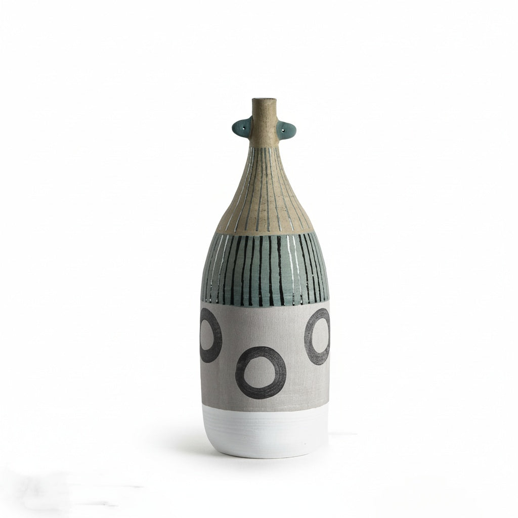 Ceramic Abstract Geometric Bottle Vase