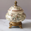 Ceramic And Brass Finish Decorative Covered Jar