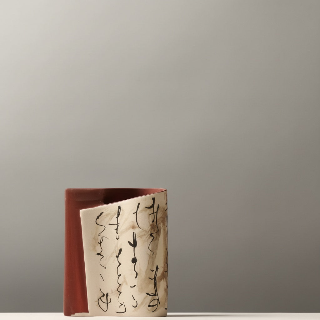 Ceramic Calligraphy Scroll Vase