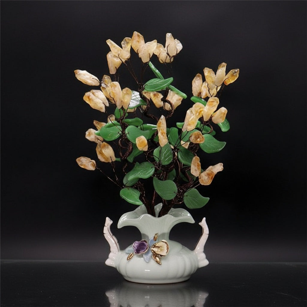 Ceramic & Crystal Elephant Decorative Sculpture
