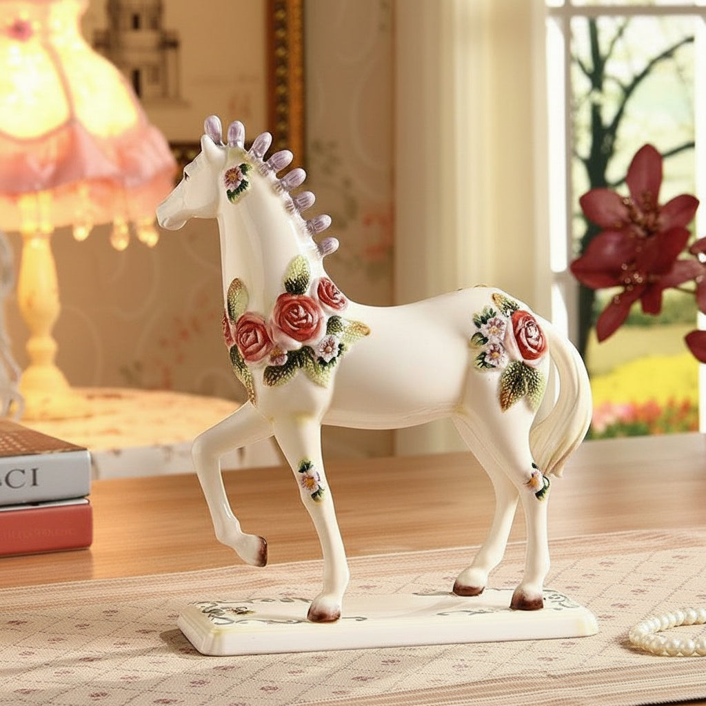 Ceramic Floral Horse Figurine