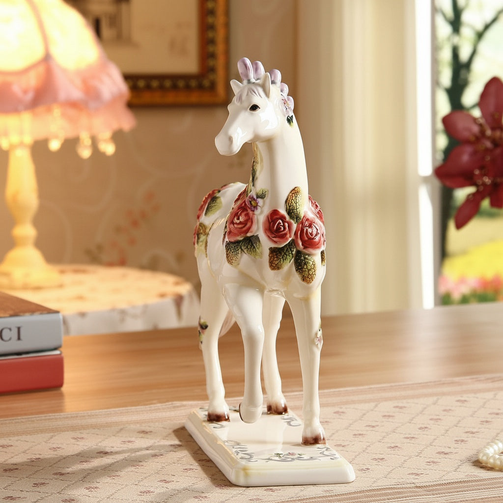 Ceramic Floral Horse Figurine