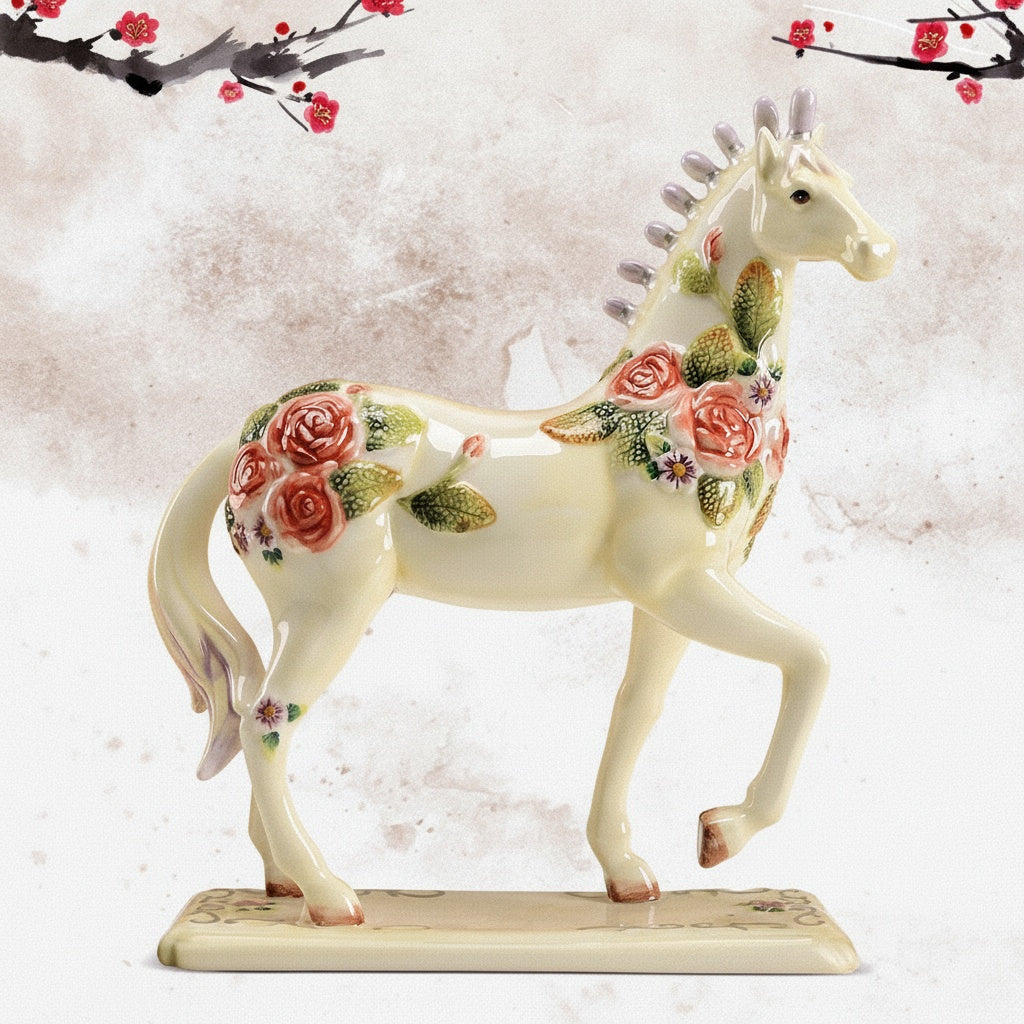 Ceramic Floral Horse Figurine