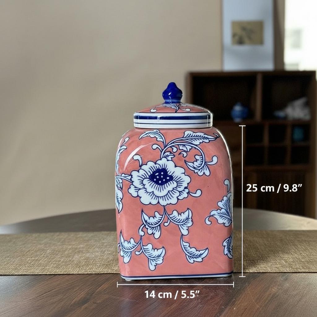 Dimensions of medium pink ceramic ginger jar