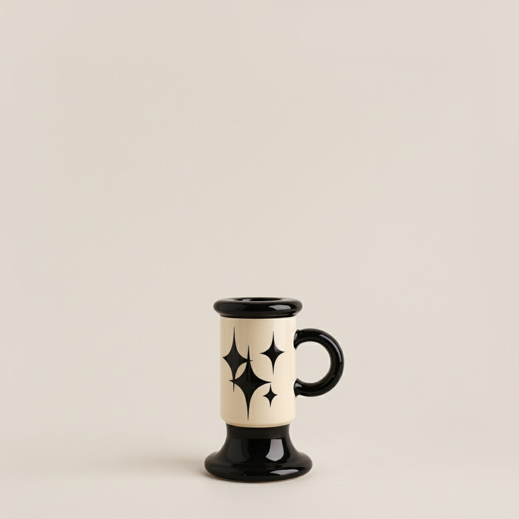 Ceramic Patterned Candle Holder Front View