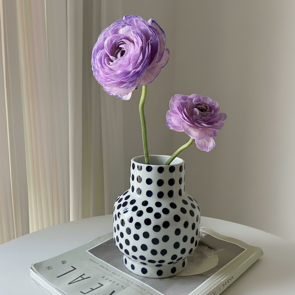 Ceramic Polka Dot Bulbous Vase