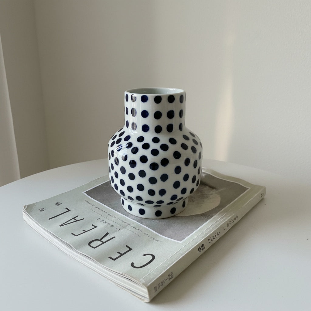 Ceramic Polka Dot Bulbous Vase