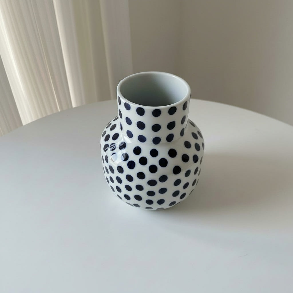 Ceramic Polka Dot Bulbous Vase