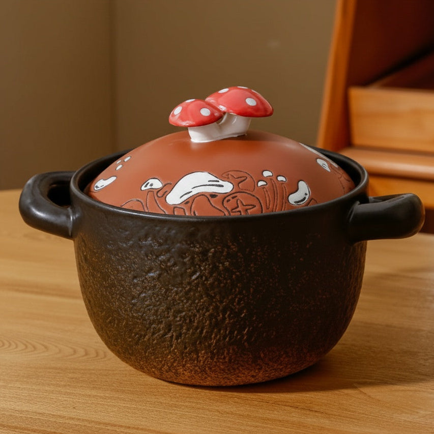 Ceramic Round Textured Casserole Pot 01