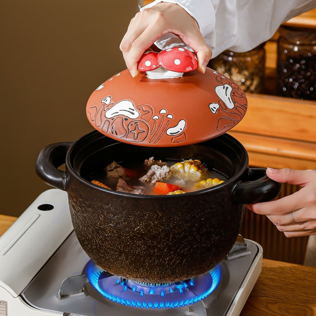 Ceramic Round Textured Casserole Pot 02