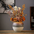 Ceramic Spherical Decorative Vase with Dried Flowers