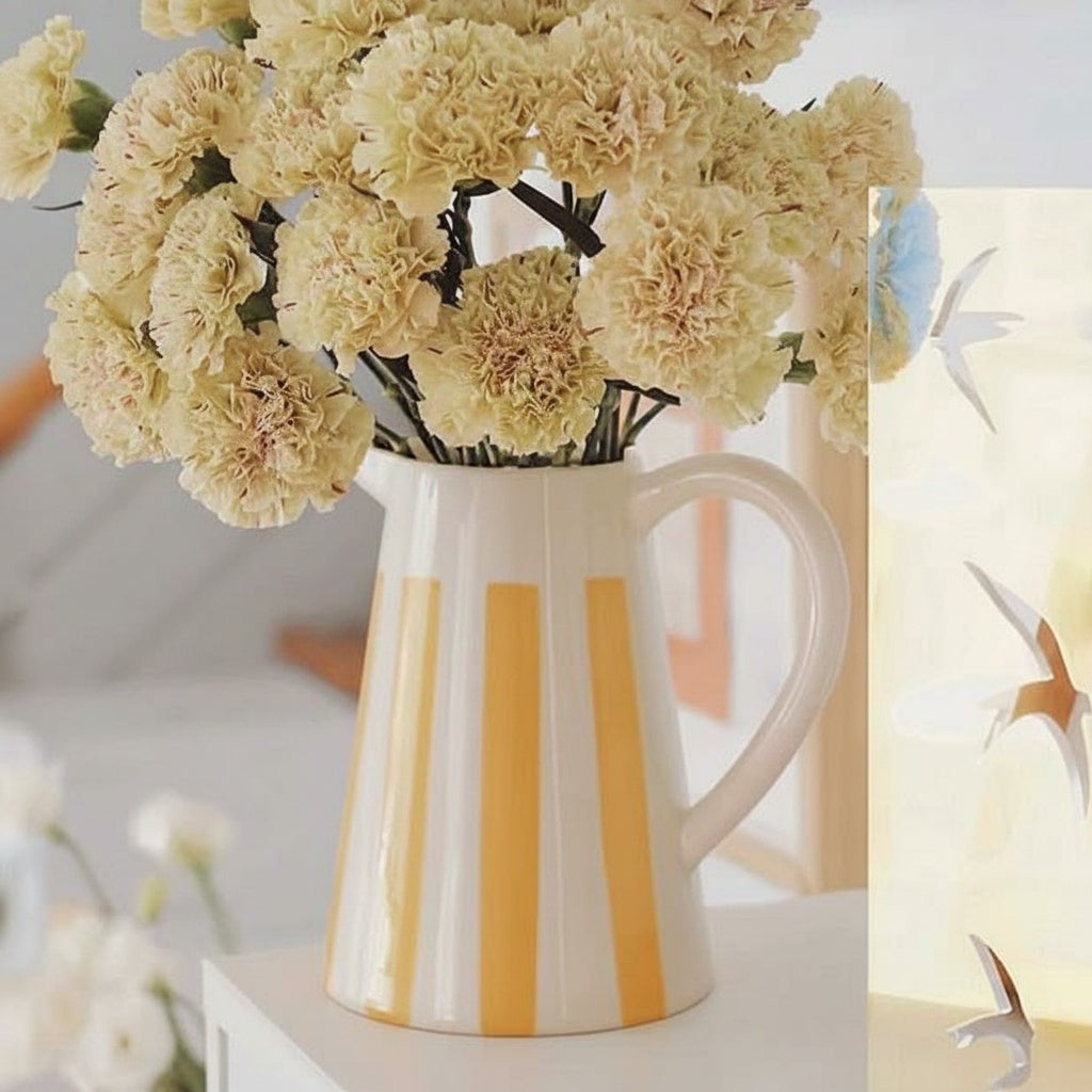 Ceramic Striped Pitcher Vase