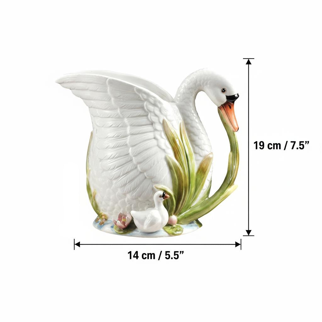 Dimension diagram of ceramic swan vase