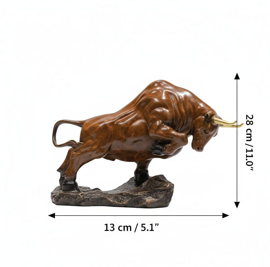 Large charging bull sculpture dimensions 28cm height