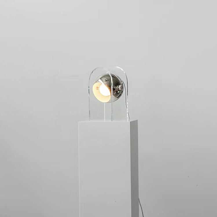 Studio shot of lamp on white pedestal