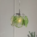 Chrome And Green Glass Disc Pendant Light