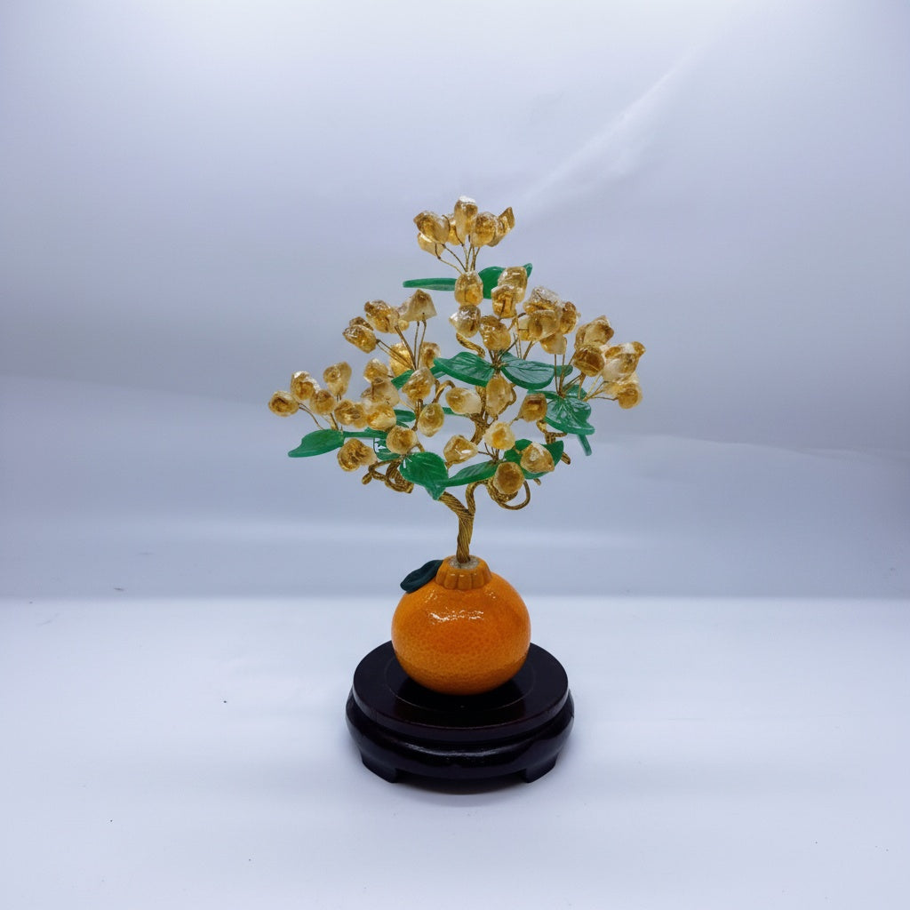 Citrine And Resin Orange Tree Sculpture