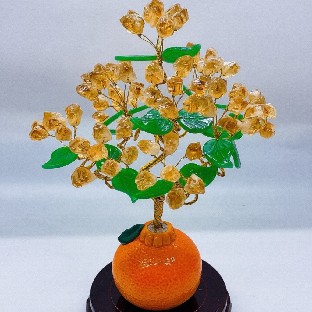 Citrine And Resin Orange Tree Sculpture