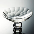 Front view of crystal compote bowl showing faceted details
