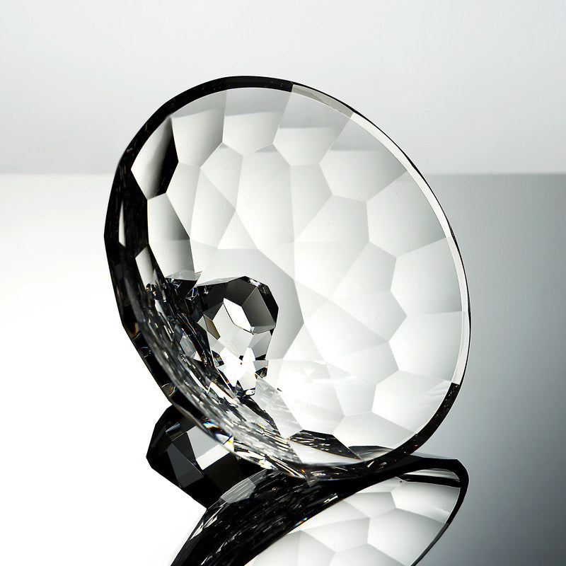 Top-down angled view of faceted interior pattern