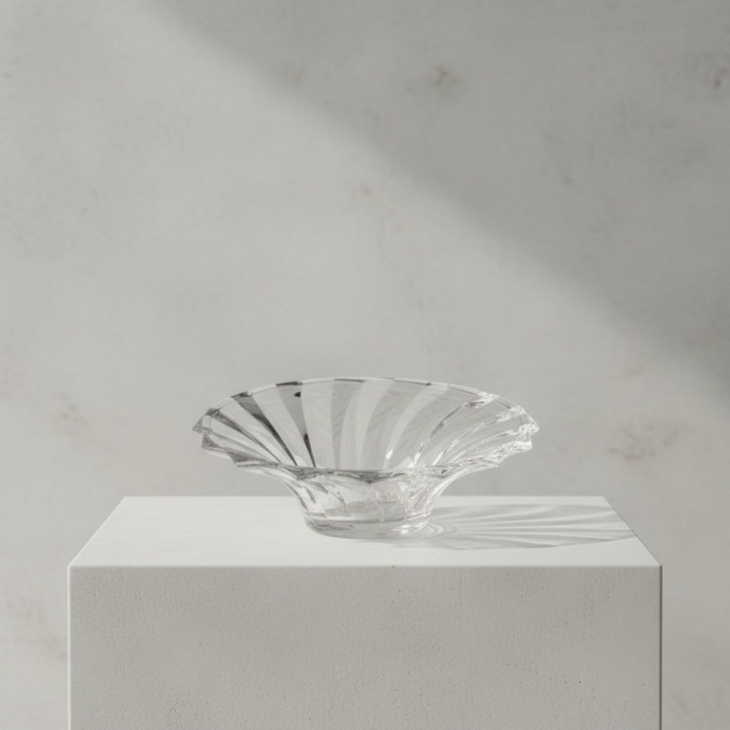 Luxury crystal centerpiece bowl on wooden table
