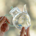 Clear Glass Floral And Bird Motif Teapot