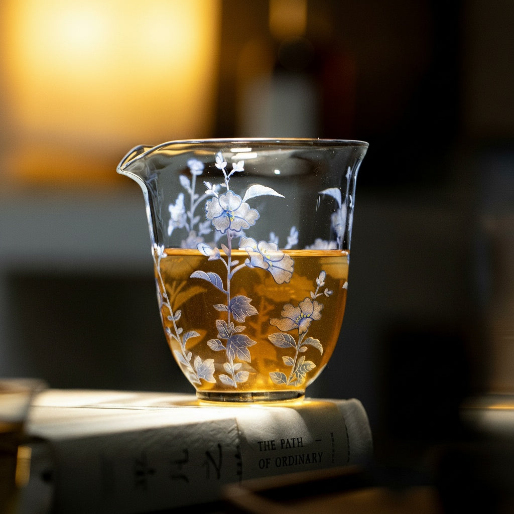 Clear Glass Floral Tea Pitcher