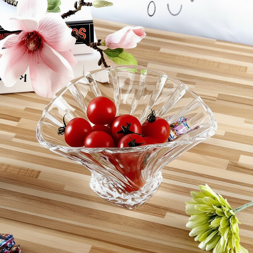 Clear Glass Fluted Serving Bowl