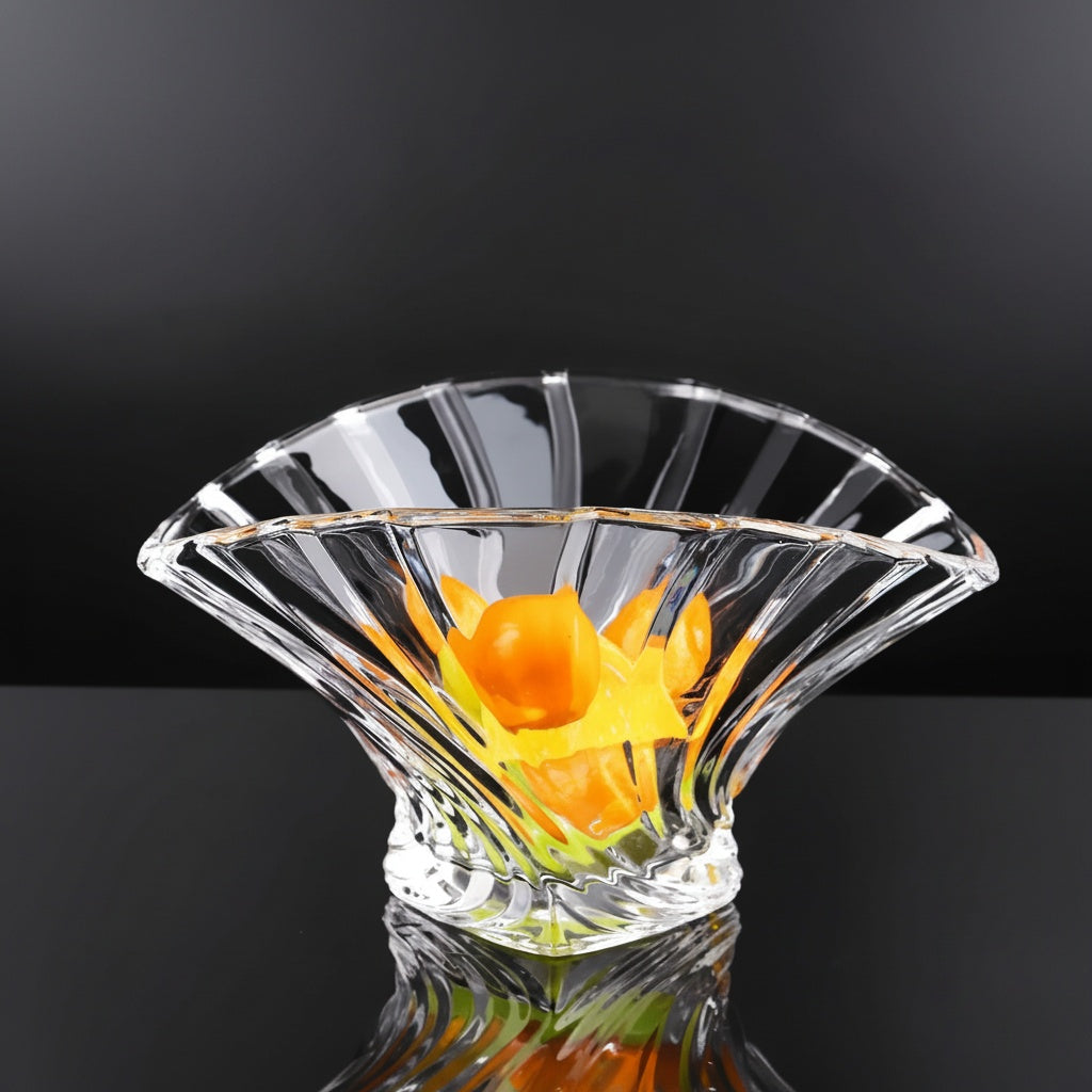 Clear Glass Fluted Serving Bowl