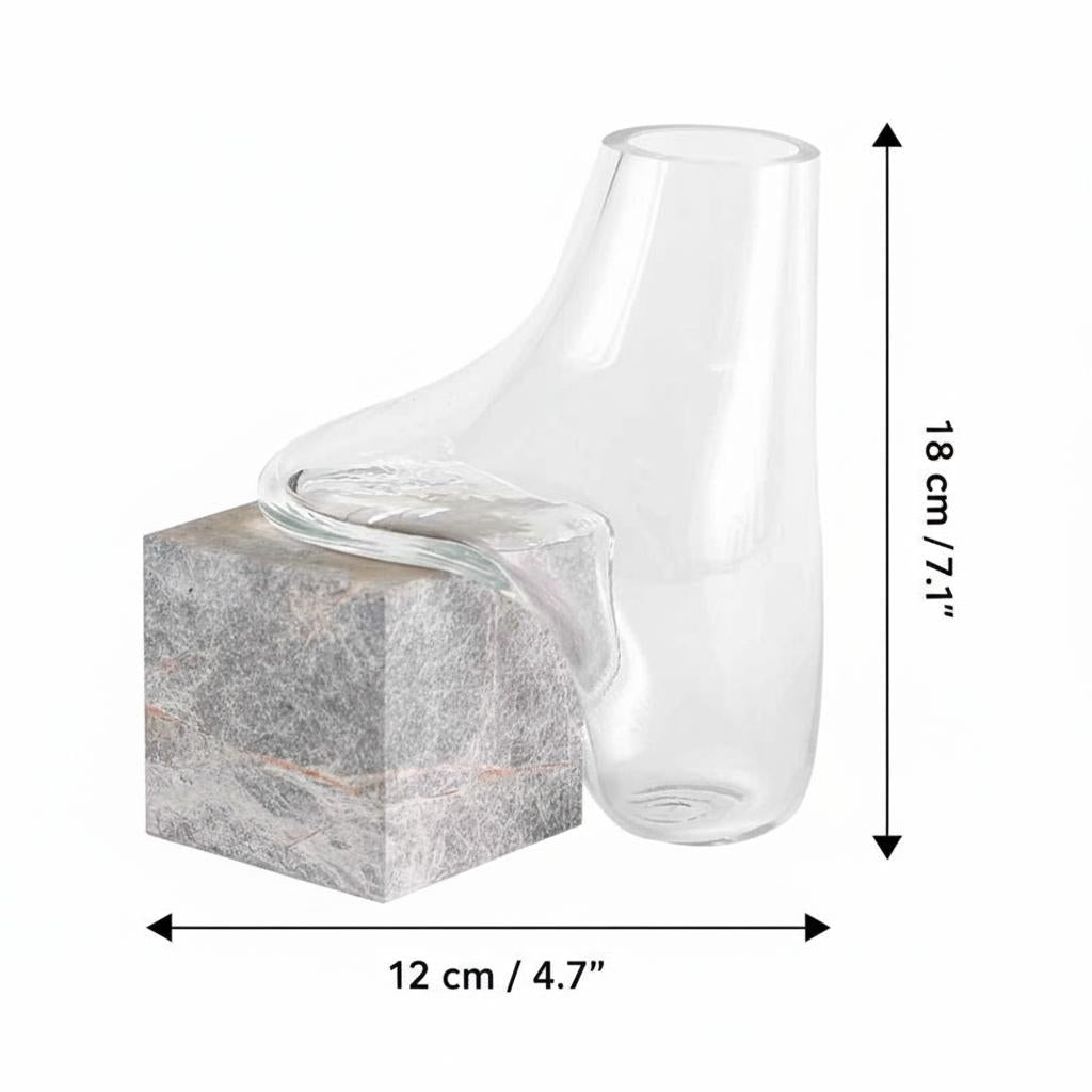Dimensions of the glass and marble vase