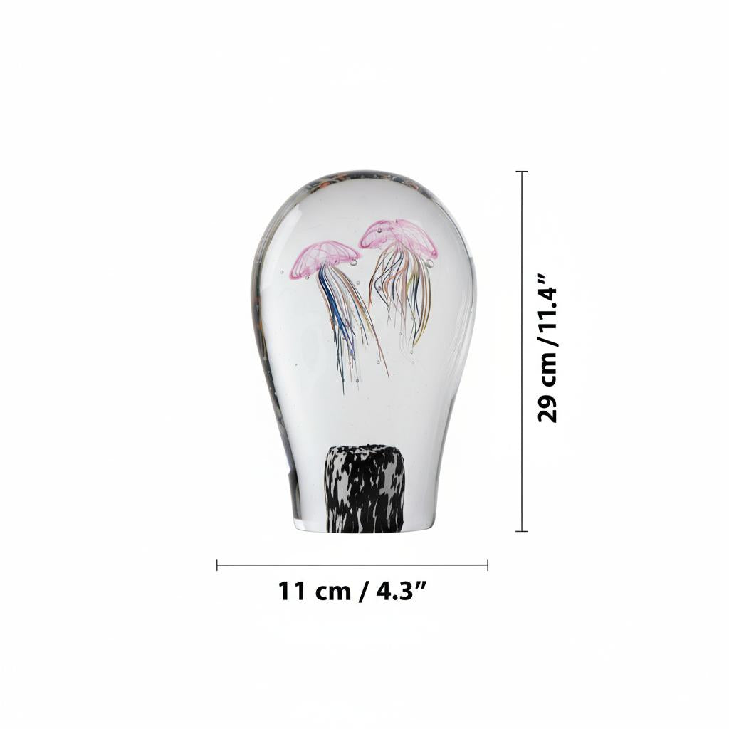 Dimensions diagram of glass sculpture