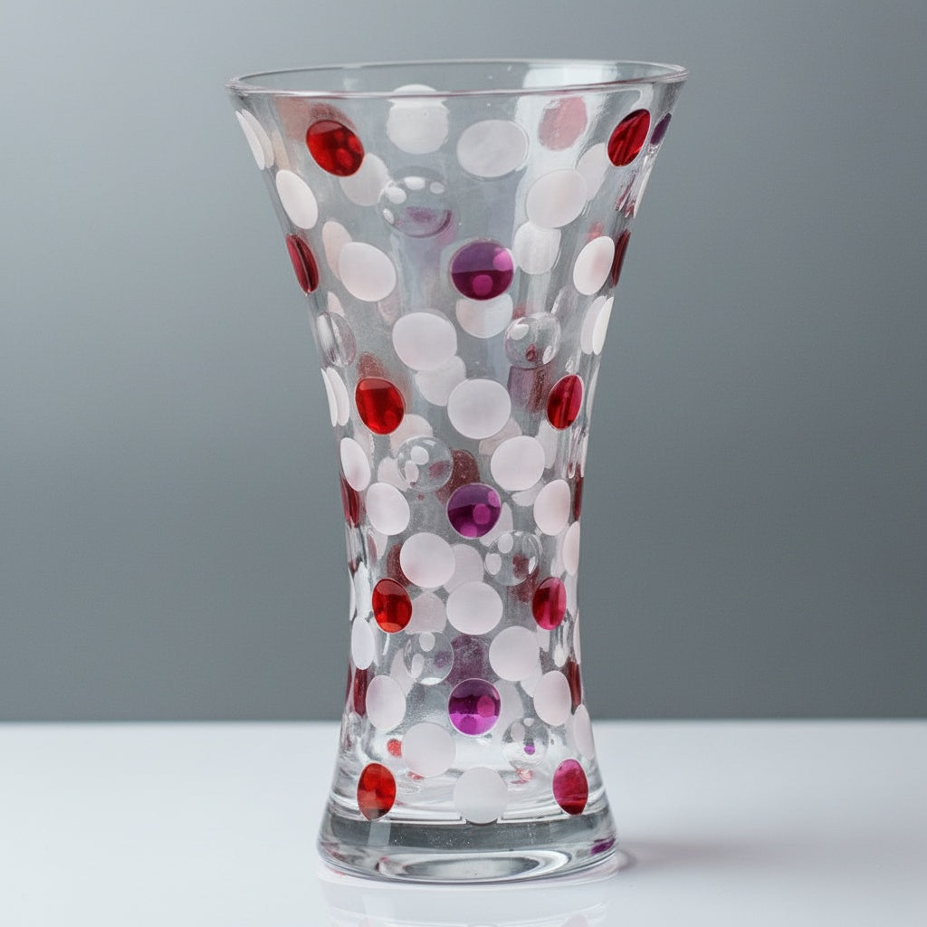 Clear Glass Polka Dot Flared Vase
