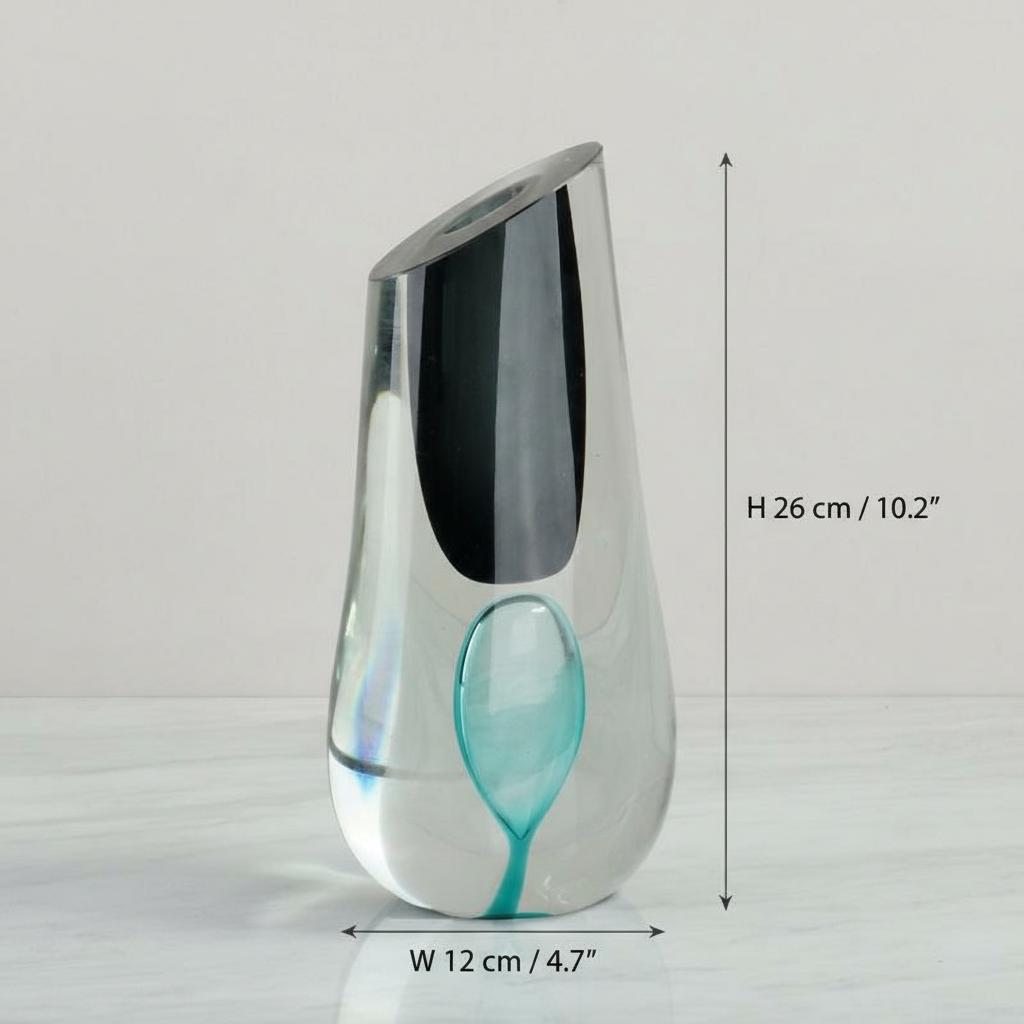 Dimensions of clear glass sculptural vase