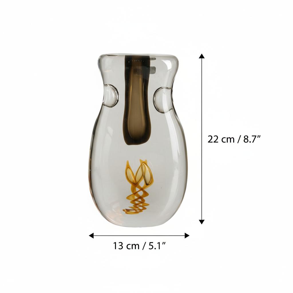 Medium clear and smoked glass vase front view