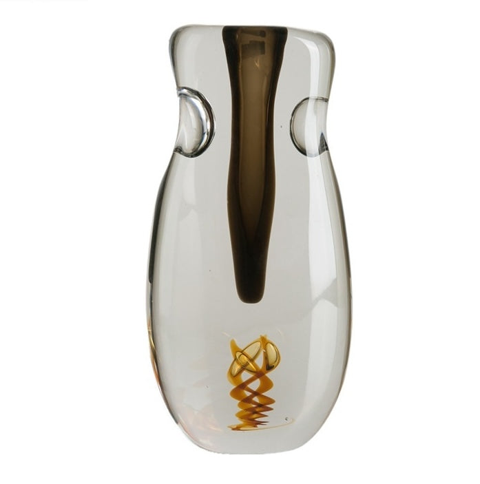 Medium clear and smoked glass vase