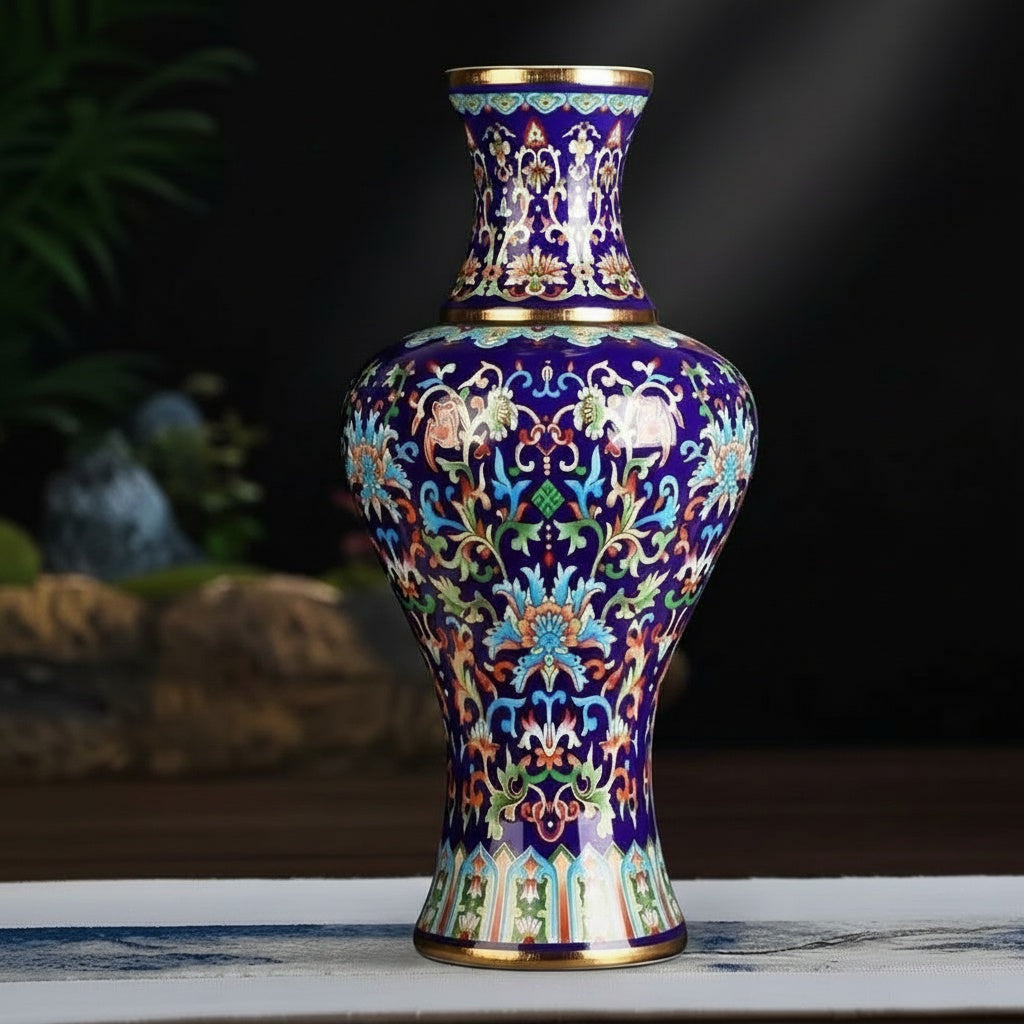 Cobalt Blue Enamel Baluster Vase