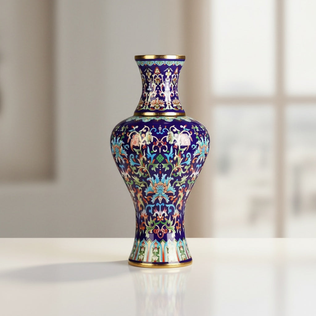 Cobalt Blue Enamel Baluster Vase