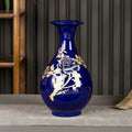 Cobalt Blue And Gold Porcelain Flared Neck Vase