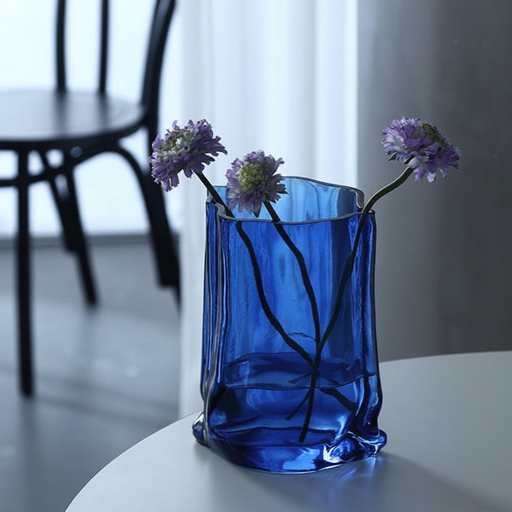 Cobalt Glass Organic Decorative Vase