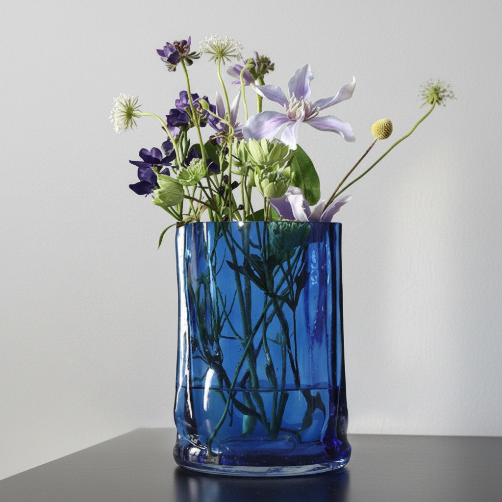 Cobalt Glass Organic Decorative Vase