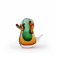 Short round colored glaze dog sculpture side view