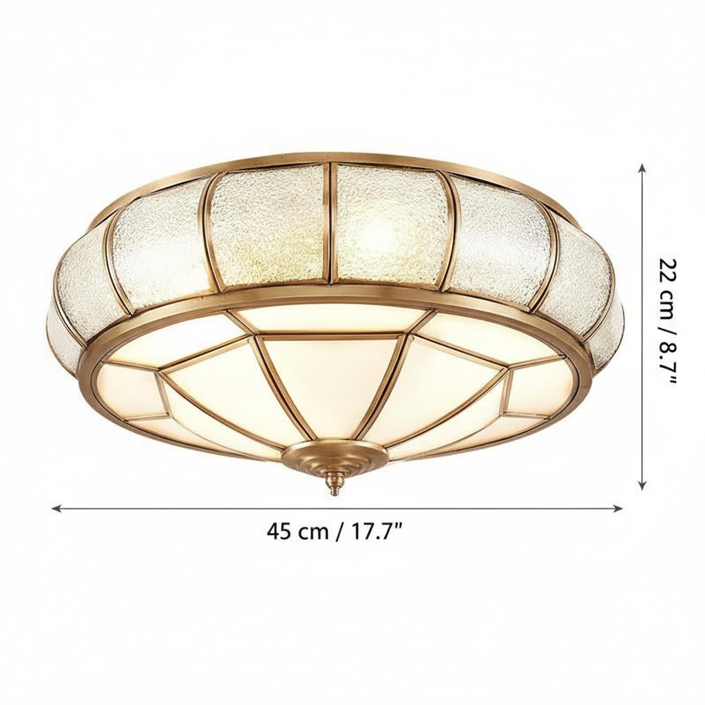 Dimension diagram of the round copper ceiling light