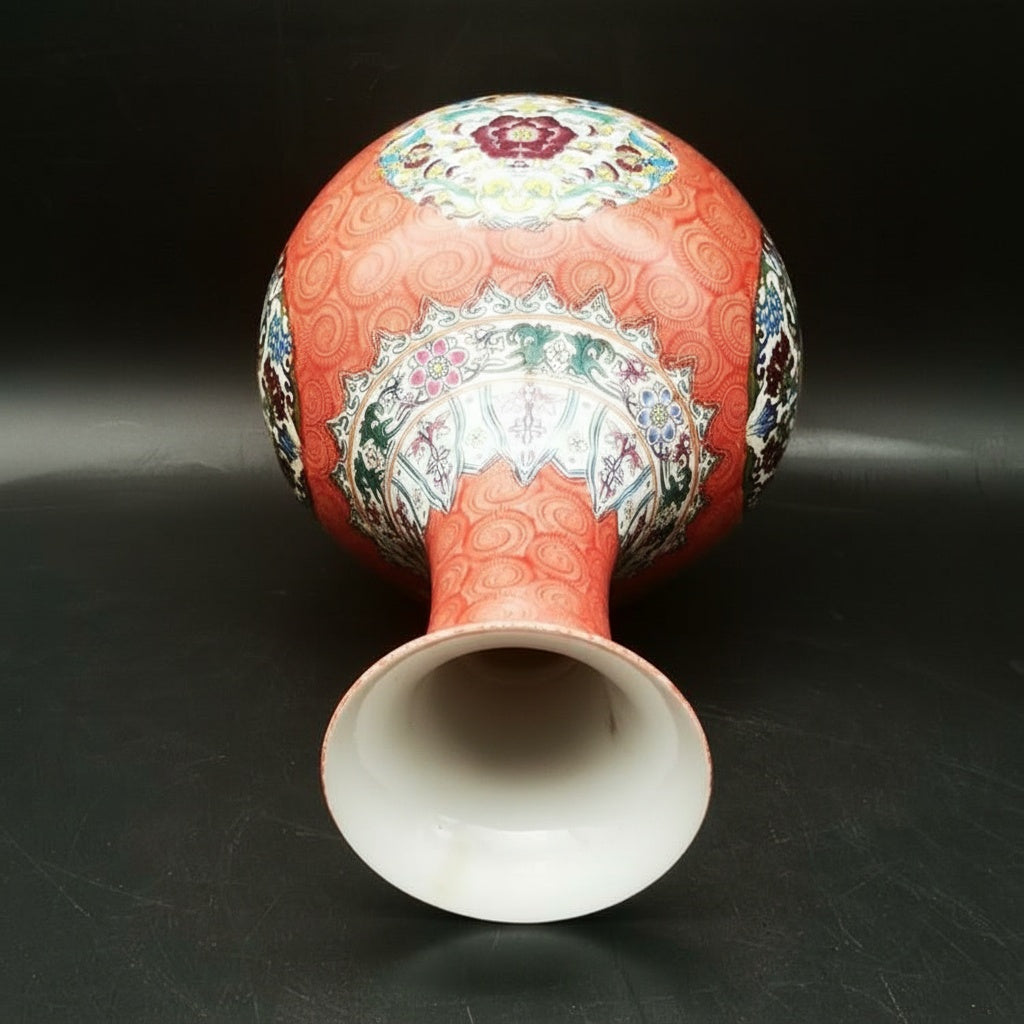 Coral Patterned Porcelain Bottle Vase