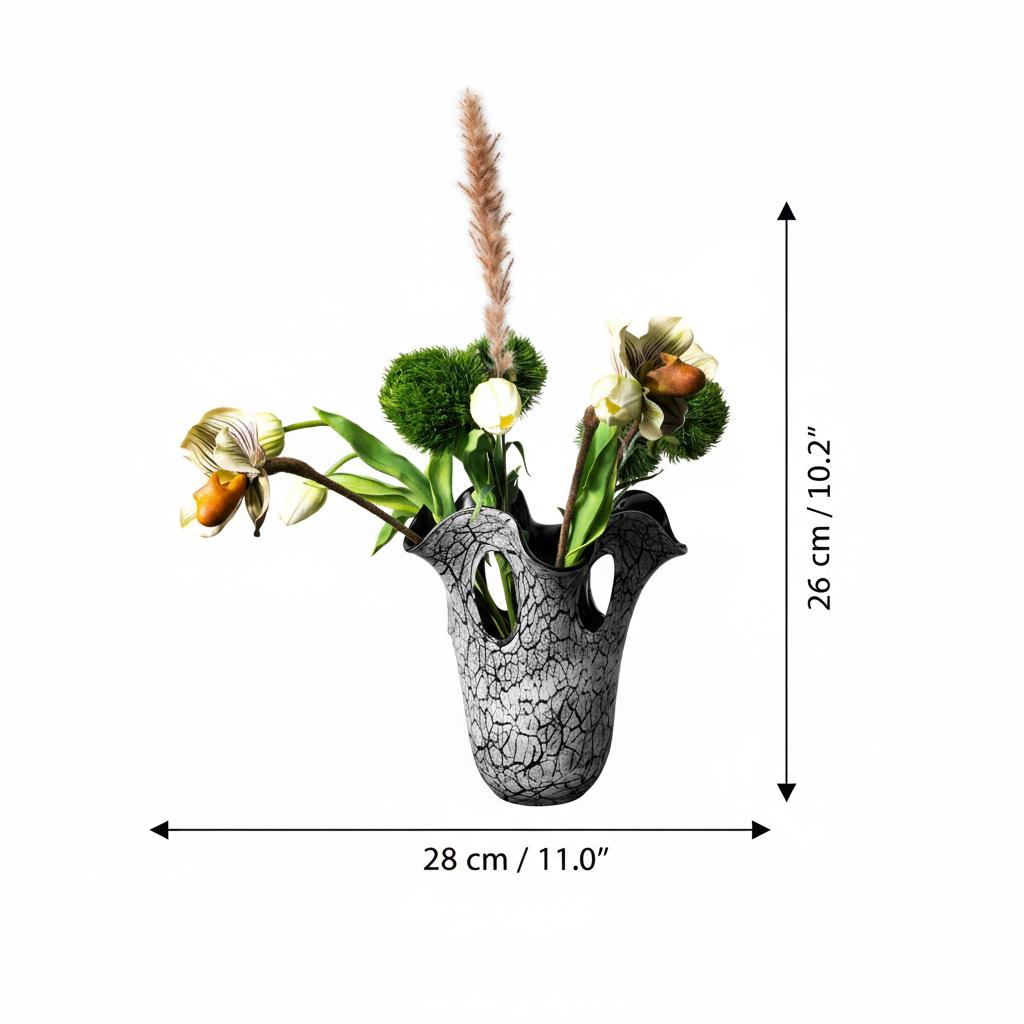 Dimensions of medium art glass vase 26cm height