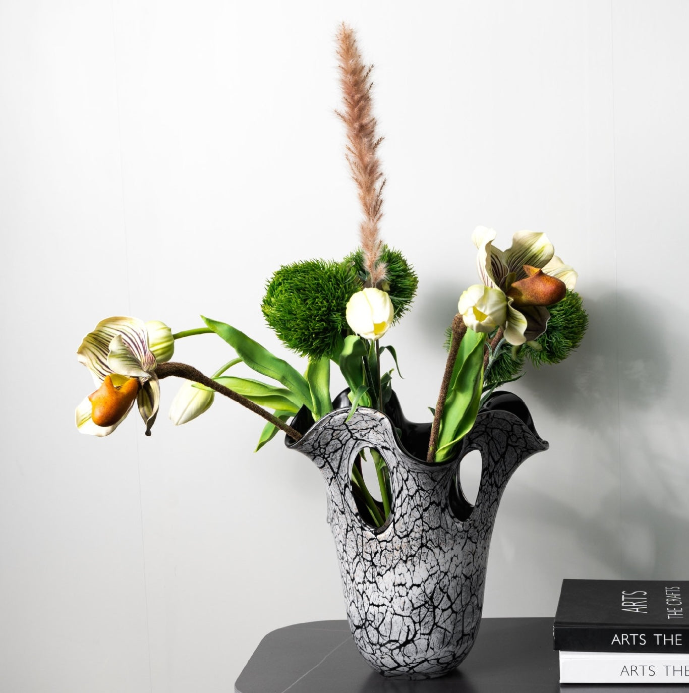 Medium sculptural vase styled on black books